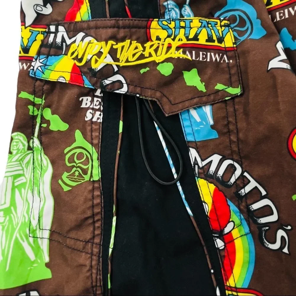 Hawaiian Island Creations Mens Board Shorts Matsu Motto’s Shaved Ice 44 (10142)